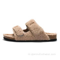 Strap pluche wollen klomp slippers